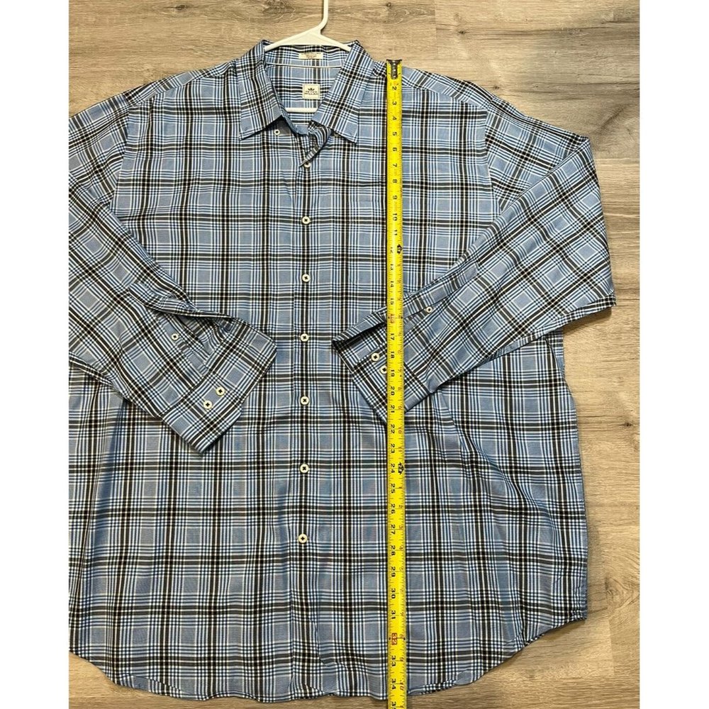 Peter Millar Blue Plaid Cotton Button Front Long Sleeve Shirt Size XXL - Picture 4 of 6